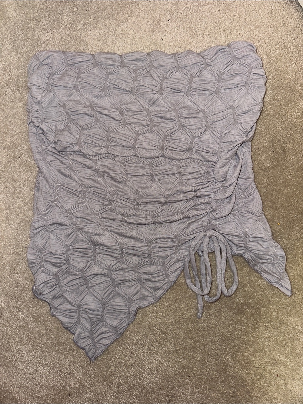 See you Monday strapless ruched tie front tank top